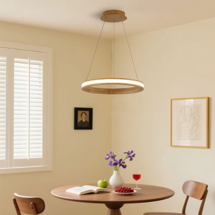 Brilagi - Suspension LED sur câble UMEA WOOD LED/30W/230V Ø 40 cm bois