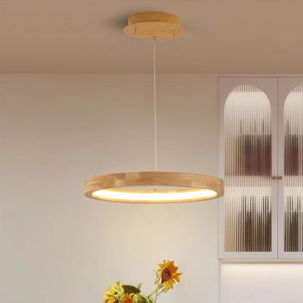 Brilagi - Suspension LED sur câble UMEA WOOD LED/30W/230V Ø 40 cm bois