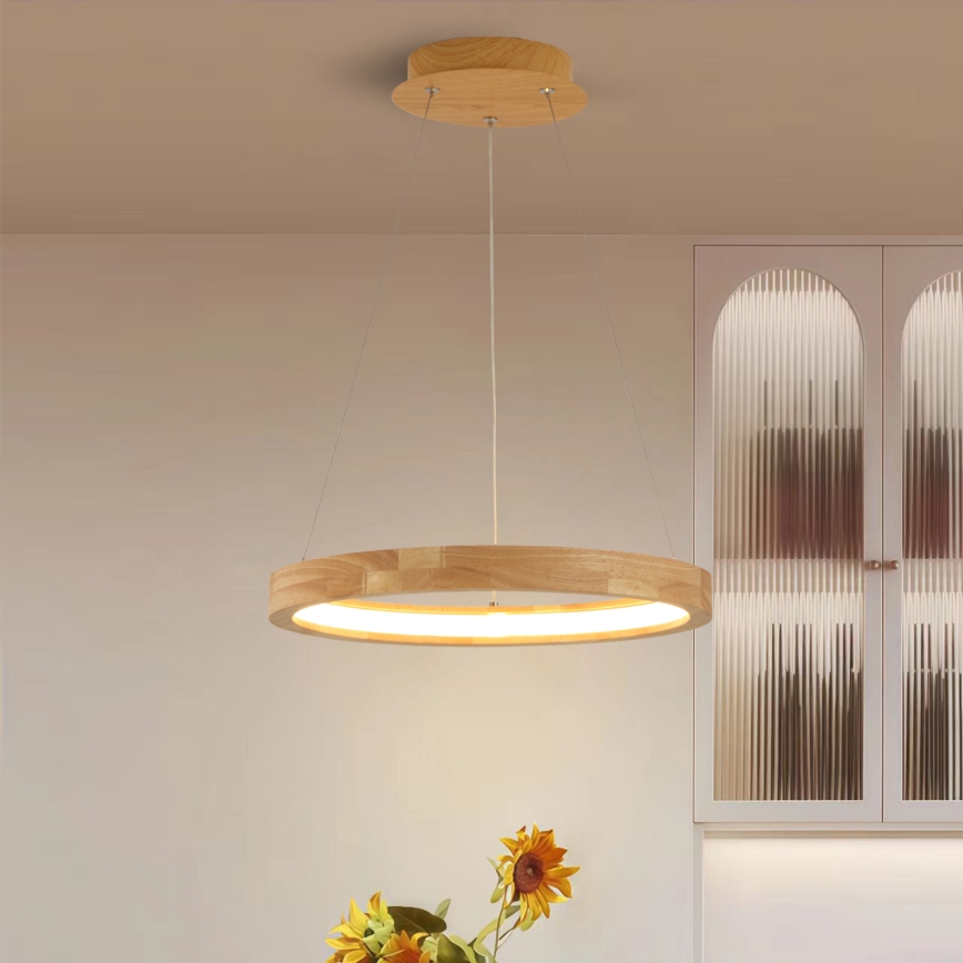 Brilagi - Suspension LED sur câble UMEA WOOD LED/30W/230V Ø 40 cm bois