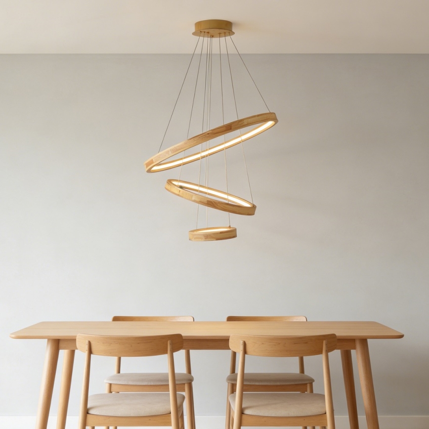 Brilagi - suspension LED sur câble UMEA WOOD LED/45W/230V Ø 60 cm bois