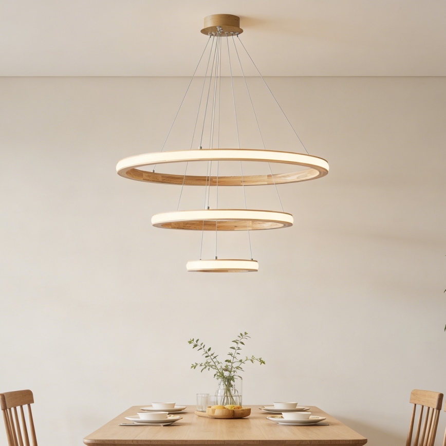 Brilagi - Suspension LED sur câble UMEA WOOD LED/45W/230V Ø 60 cm, en bois