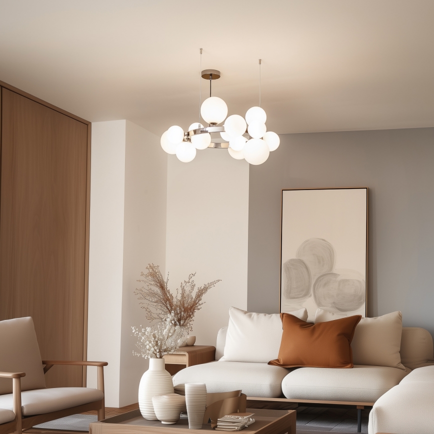 Brilagi - Suspension LED sur câbles MILLA 15xG9/3W/230V chrome noir/blanc