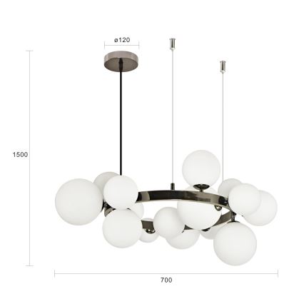Brilagi - Suspension LED sur câbles MILLA 15xG9/3W/230V chrome noir/blanc