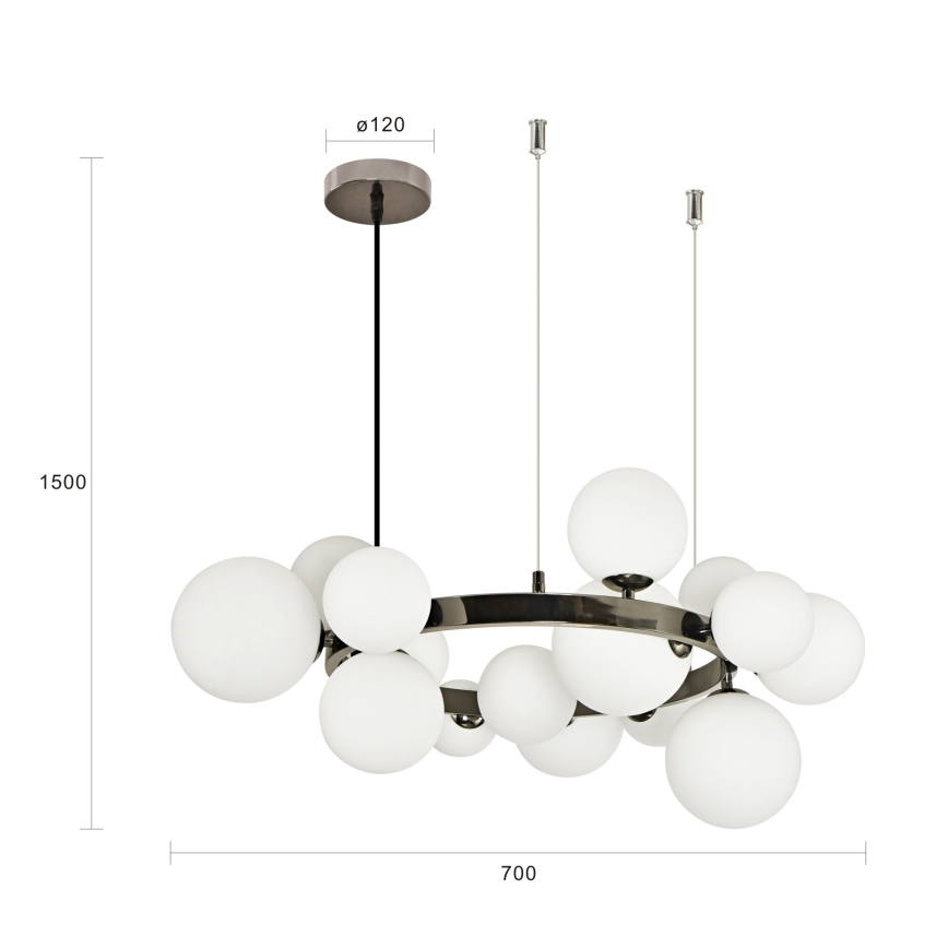 Brilagi - Suspension LED sur câbles MILLA 15xG9/3W/230V chrome noir/blanc