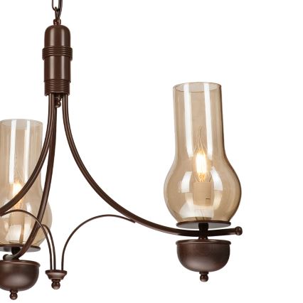 Brilagi - Suspension LED sur chaîne COTTAGE 3xE14/40W/230V hêtre/marron/beige fumé
