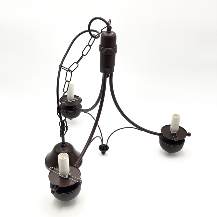 Brilagi - Suspension LED sur chaîne COTTAGE 3xE14/40W/230V hêtre/marron/beige fumé