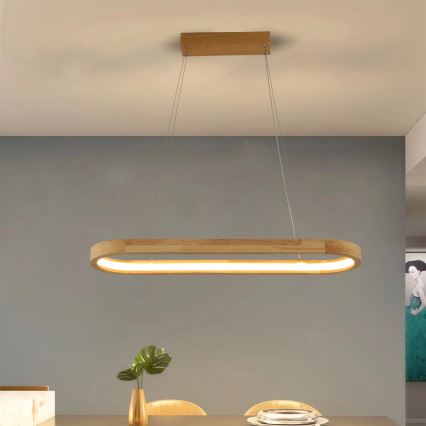 Brilagi - Suspension LED UMEA WOOD sur câble, 30W, 230V, 70x20 cm, en bois