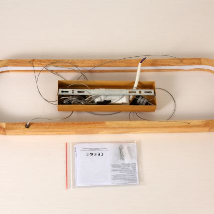 Brilagi - Suspension LED UMEA WOOD sur câble, 30W, 230V, 70x20 cm, en bois