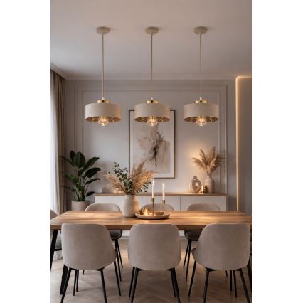 Brilagi - Suspension sur câble 1xE27/60W/230V Ø 20 cm beige/doré