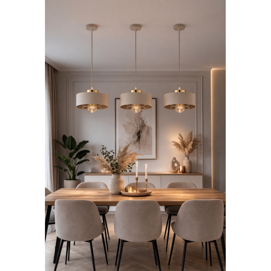 Brilagi - Suspension sur câble 1xE27/60W/230V Ø 20 cm beige/doré