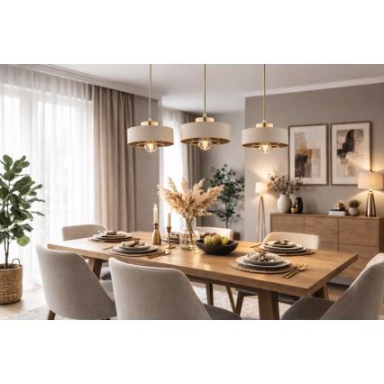 Brilagi - Suspension sur câble 1xE27/60W/230V Ø 20 cm beige/doré