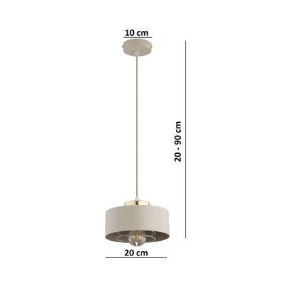 Brilagi - Suspension sur câble 1xE27/60W/230V Ø 20 cm beige/doré