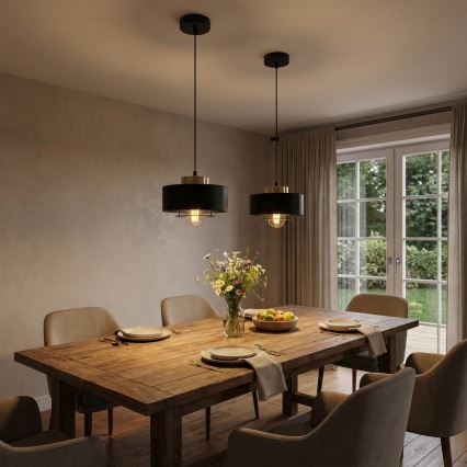 Brilagi - Suspension sur câble 1xE27/60W/230V Ø 20 cm noir/doré