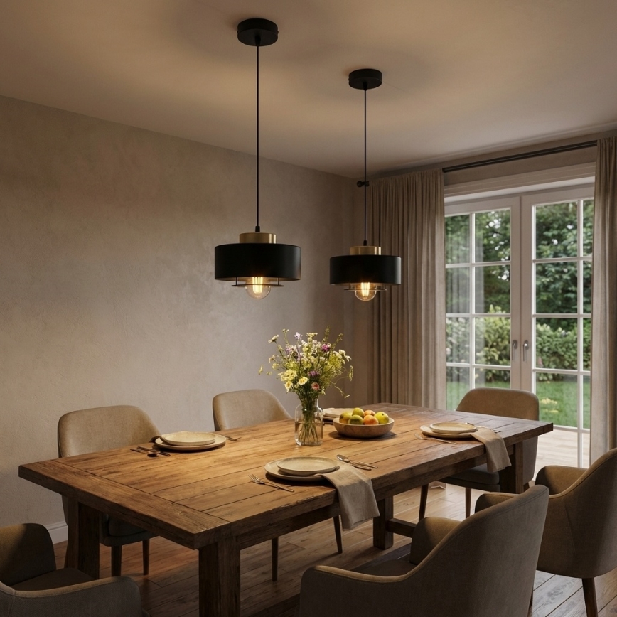 Brilagi - Suspension sur câble 1xE27/60W/230V Ø 20 cm noir/doré