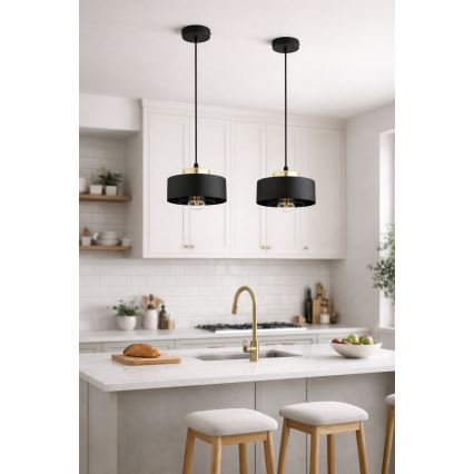 Brilagi - Suspension sur câble 1xE27/60W/230V Ø 20 cm noir/doré