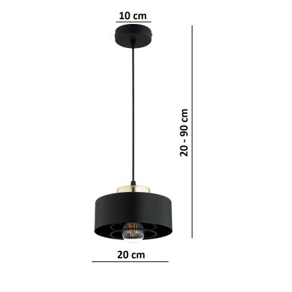 Brilagi - Suspension sur câble 1xE27/60W/230V Ø 20 cm noir/doré