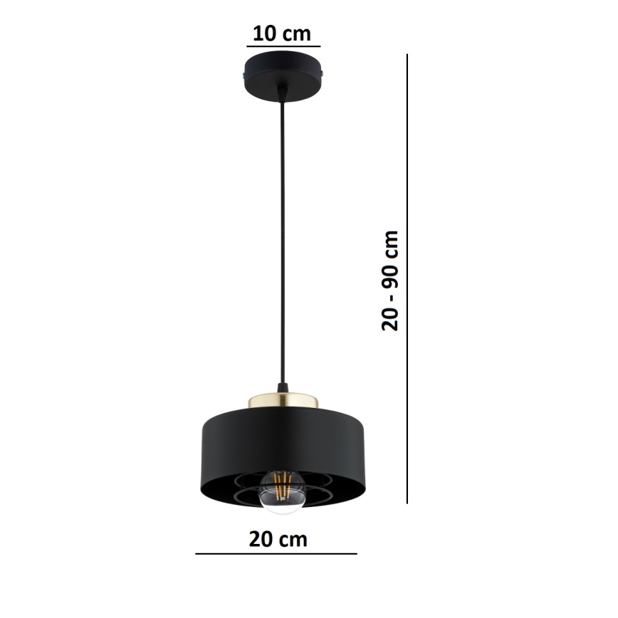 Brilagi - Suspension sur câble 1xE27/60W/230V Ø 20 cm noir/doré