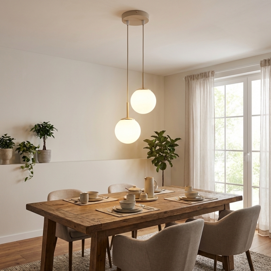 Brilagi - Suspension sur câble 2xE27/60W/230V beige/doré