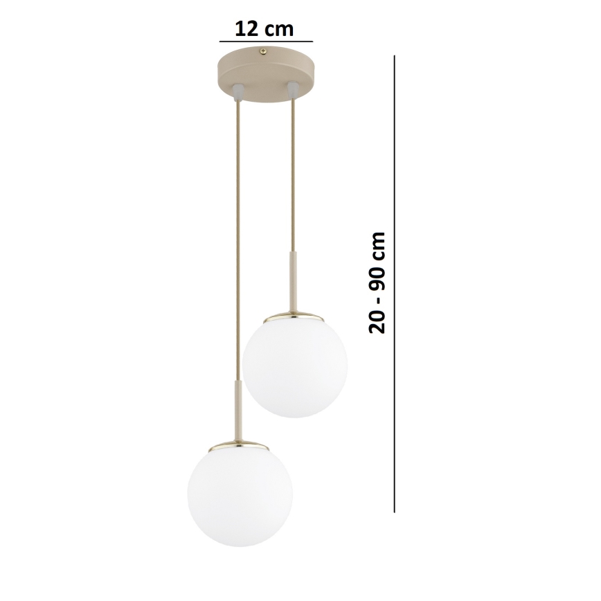 Brilagi - Suspension sur câble 2xE27/60W/230V beige/doré