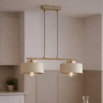 Brilagi - Suspension sur câble 2xE27/60W/230V beige/doré