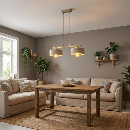 Brilagi - Suspension sur câble 2xE27/60W/230V beige/doré