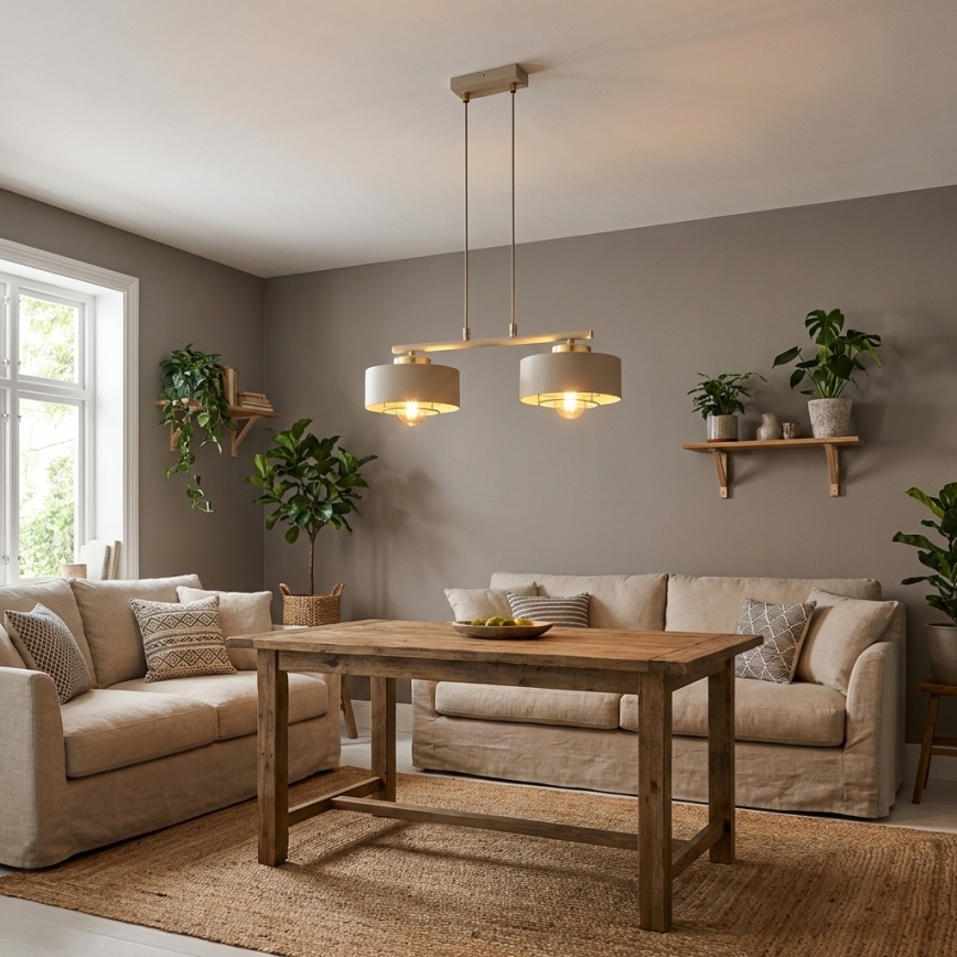 Brilagi - Suspension sur câble 2xE27/60W/230V beige/doré