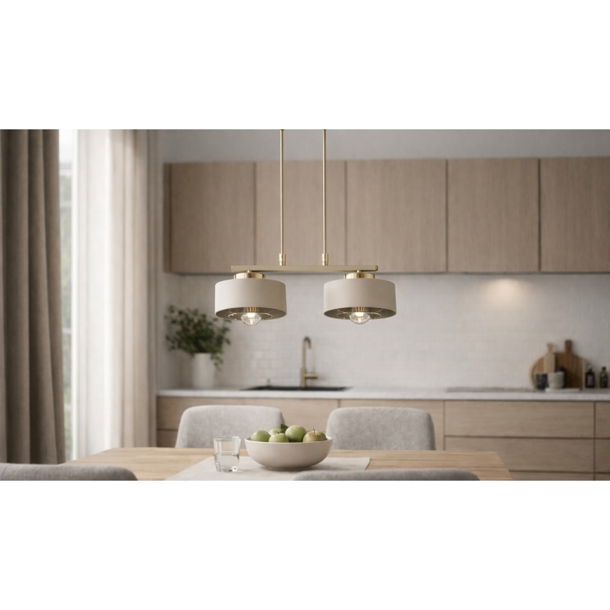 Brilagi - Suspension sur câble 2xE27/60W/230V beige/doré