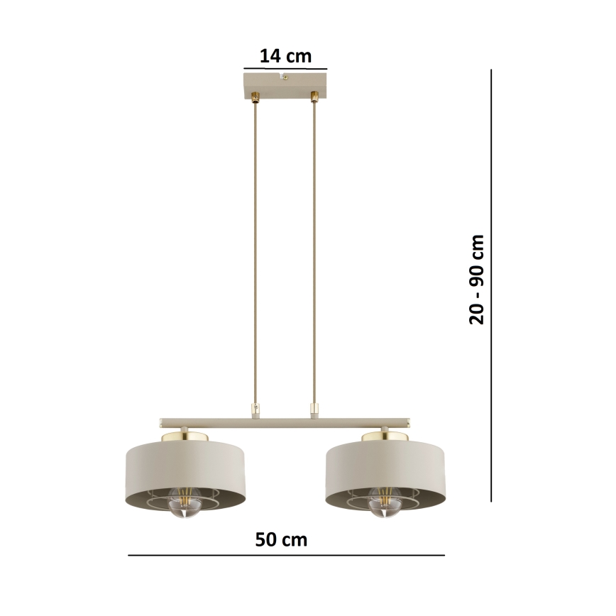 Brilagi - Suspension sur câble 2xE27/60W/230V beige/doré