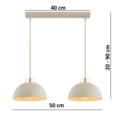 Brilagi - Suspension sur câble 2xE27/60W/230V beige/doré