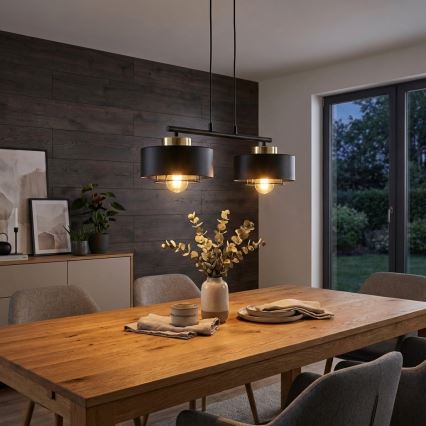 Brilagi - Suspension sur câble 2xE27/60W/230V noir/doré