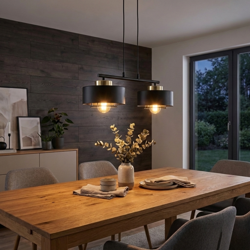 Brilagi - Suspension sur câble 2xE27/60W/230V noir/doré