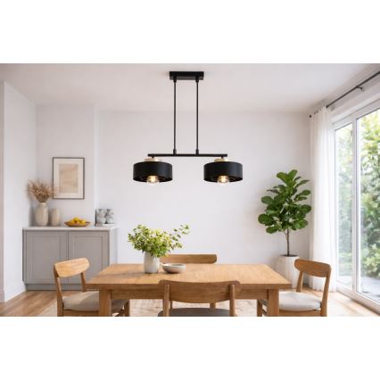 Brilagi - Suspension sur câble 2xE27/60W/230V noir/doré