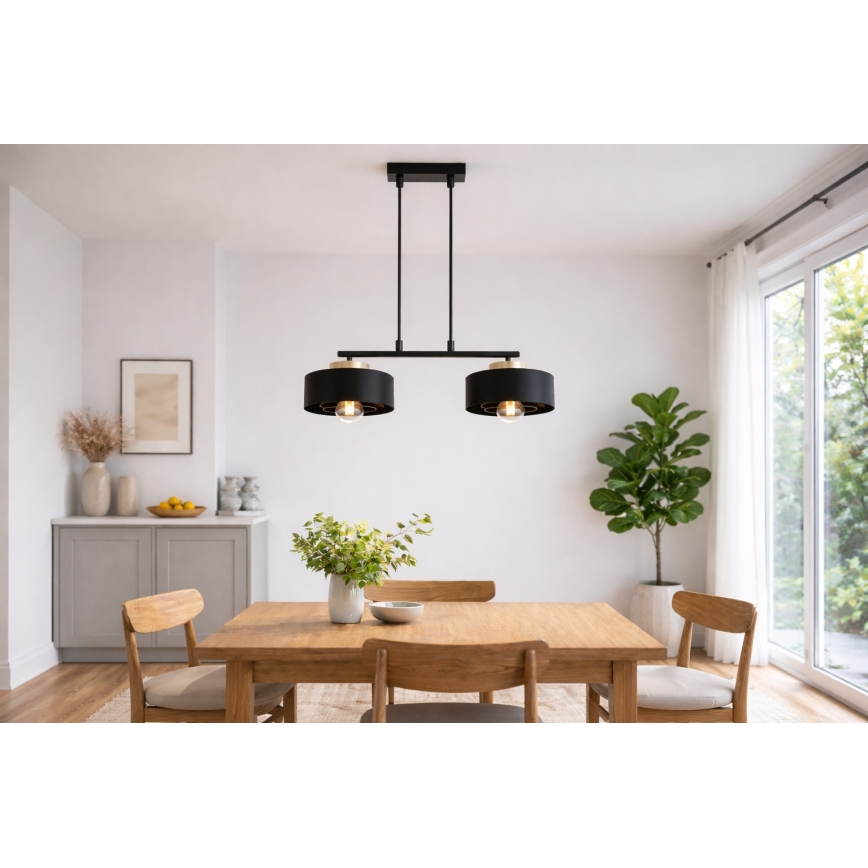 Brilagi - Suspension sur câble 2xE27/60W/230V noir/doré