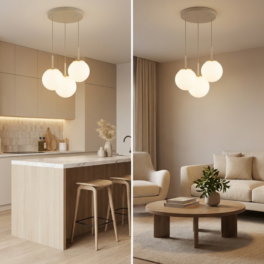 Brilagi - Suspension sur câble 3xE27/60W/230V beige/doré