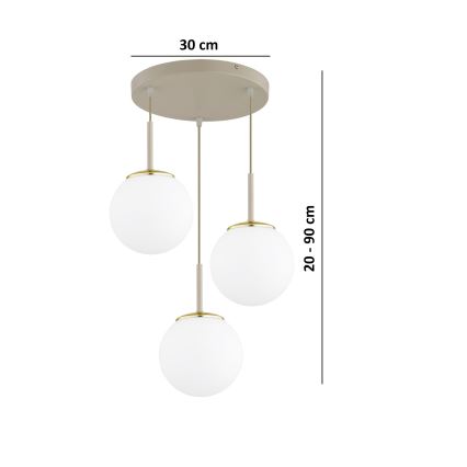Brilagi - Suspension sur câble 3xE27/60W/230V beige/doré