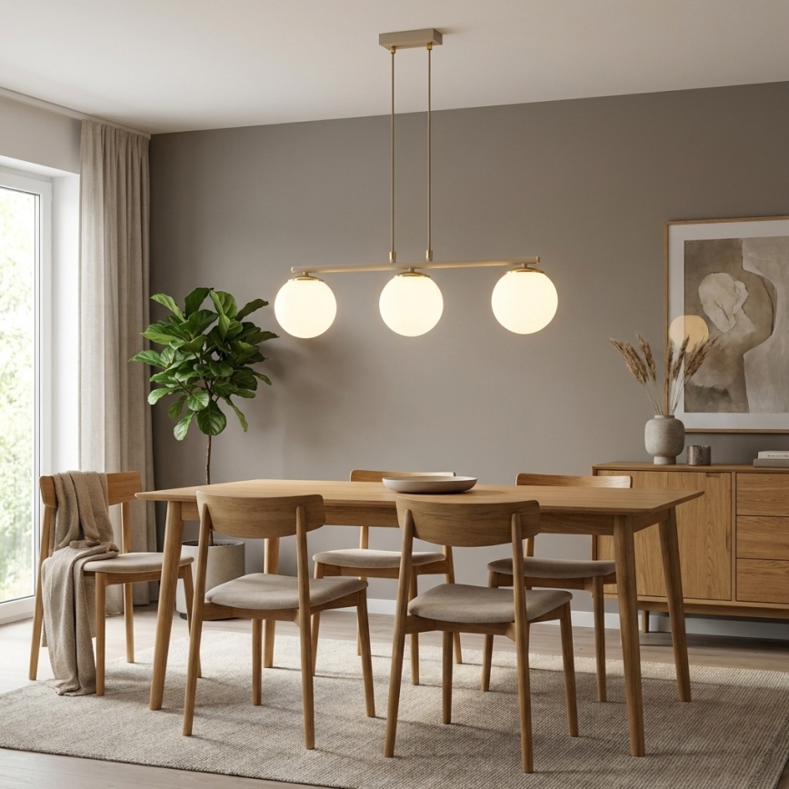 Brilagi - Suspension sur câble 3xE27/60W/230V beige/doré