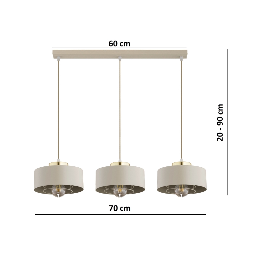 Brilagi - Suspension sur câble 3xE27/60W/230V beige/doré