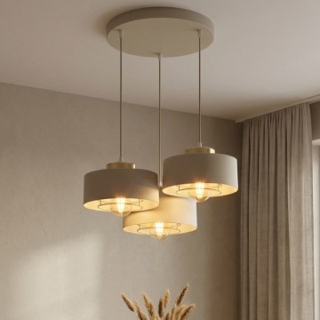 Brilagi - Suspension sur câble 3xE27/60W/230V beige/doré