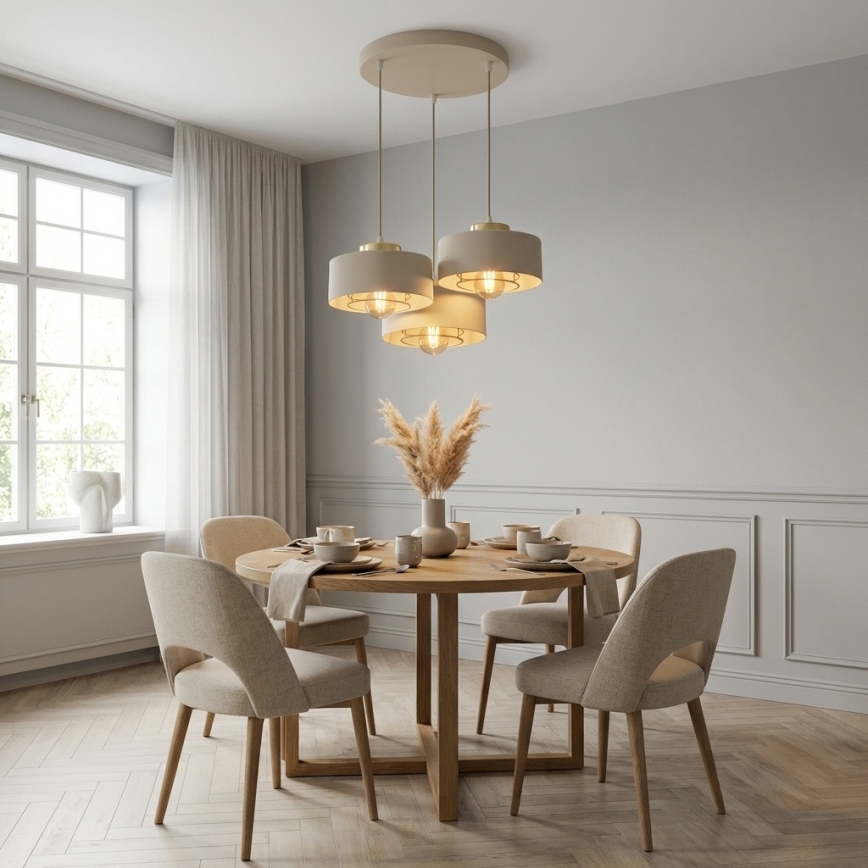 Brilagi - Suspension sur câble 3xE27/60W/230V beige/doré
