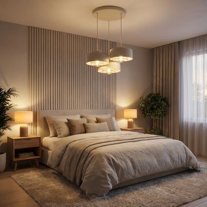 Brilagi - Suspension sur câble 3xE27/60W/230V beige/doré