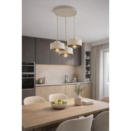 Brilagi - Suspension sur câble 3xE27/60W/230V beige/doré