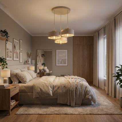 Brilagi - Suspension sur câble 3xE27/60W/230V beige/doré