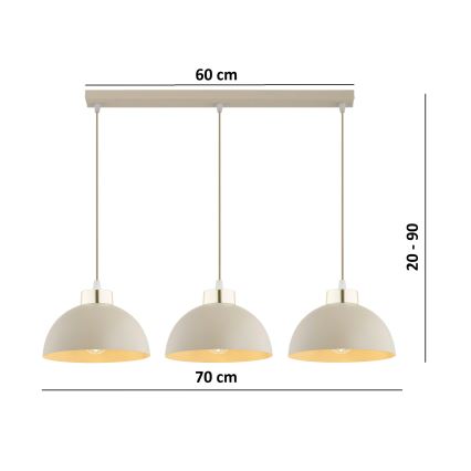 Brilagi - Suspension sur câble 3xE27/60W/230V beige/doré
