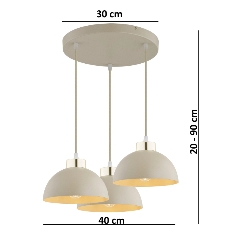 Brilagi - Suspension sur câble 3xE27/60W/230V beige/doré