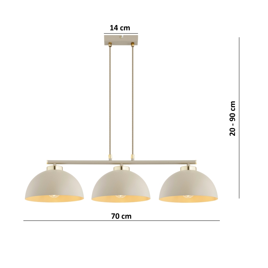 Brilagi - Suspension sur câble 3xE27/60W/230V beige/doré