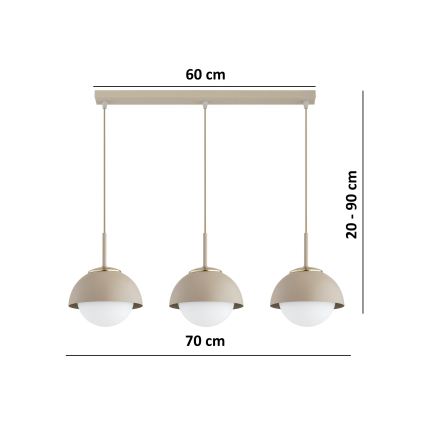Brilagi - Suspension sur câble 3xE27/60W/230V beige/doré