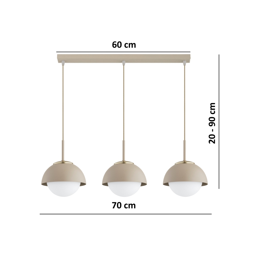 Brilagi - Suspension sur câble 3xE27/60W/230V beige/doré