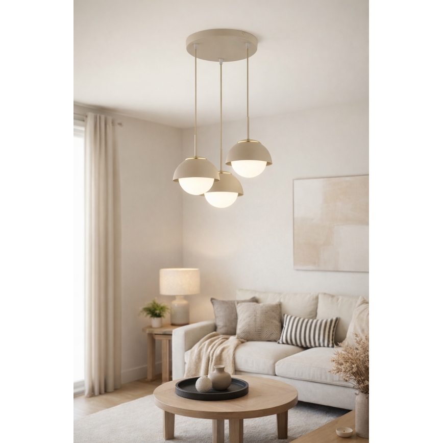 Brilagi - Suspension sur câble 3xE27/60W/230V beige/doré