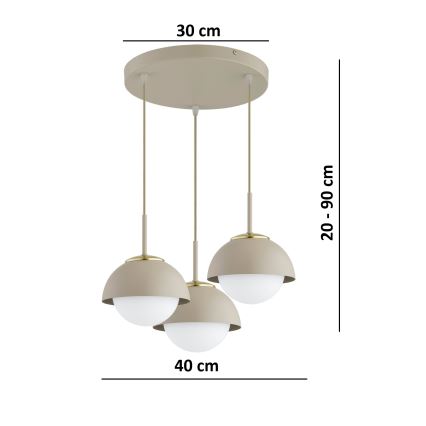 Brilagi - Suspension sur câble 3xE27/60W/230V beige/doré