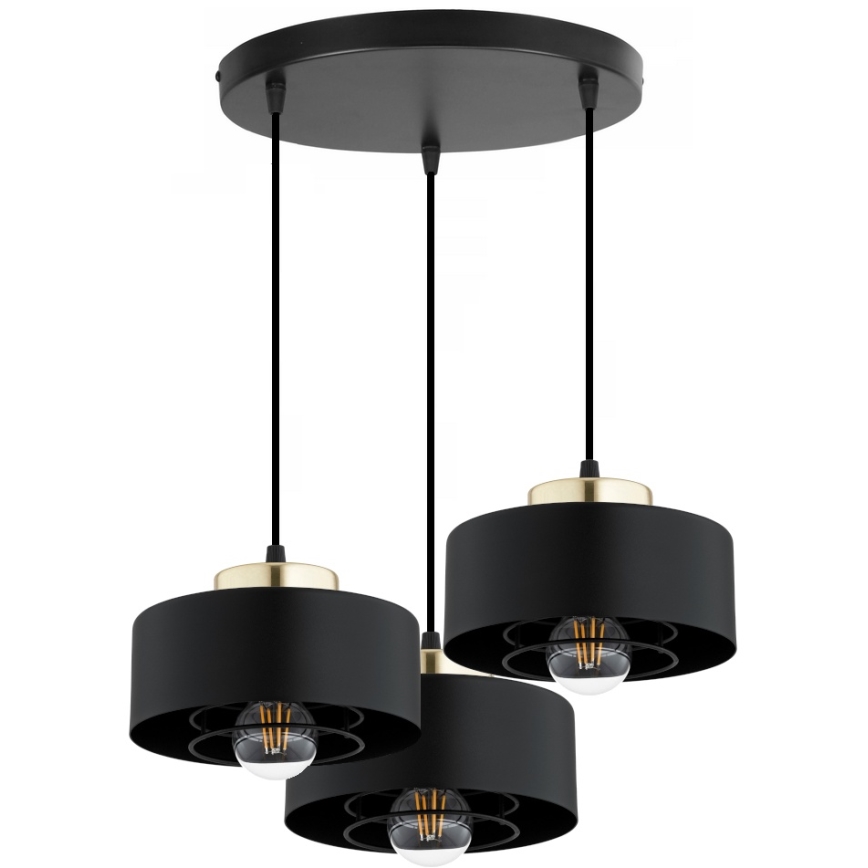 Brilagi - Suspension sur câble 3xE27/60W/230V noir/doré